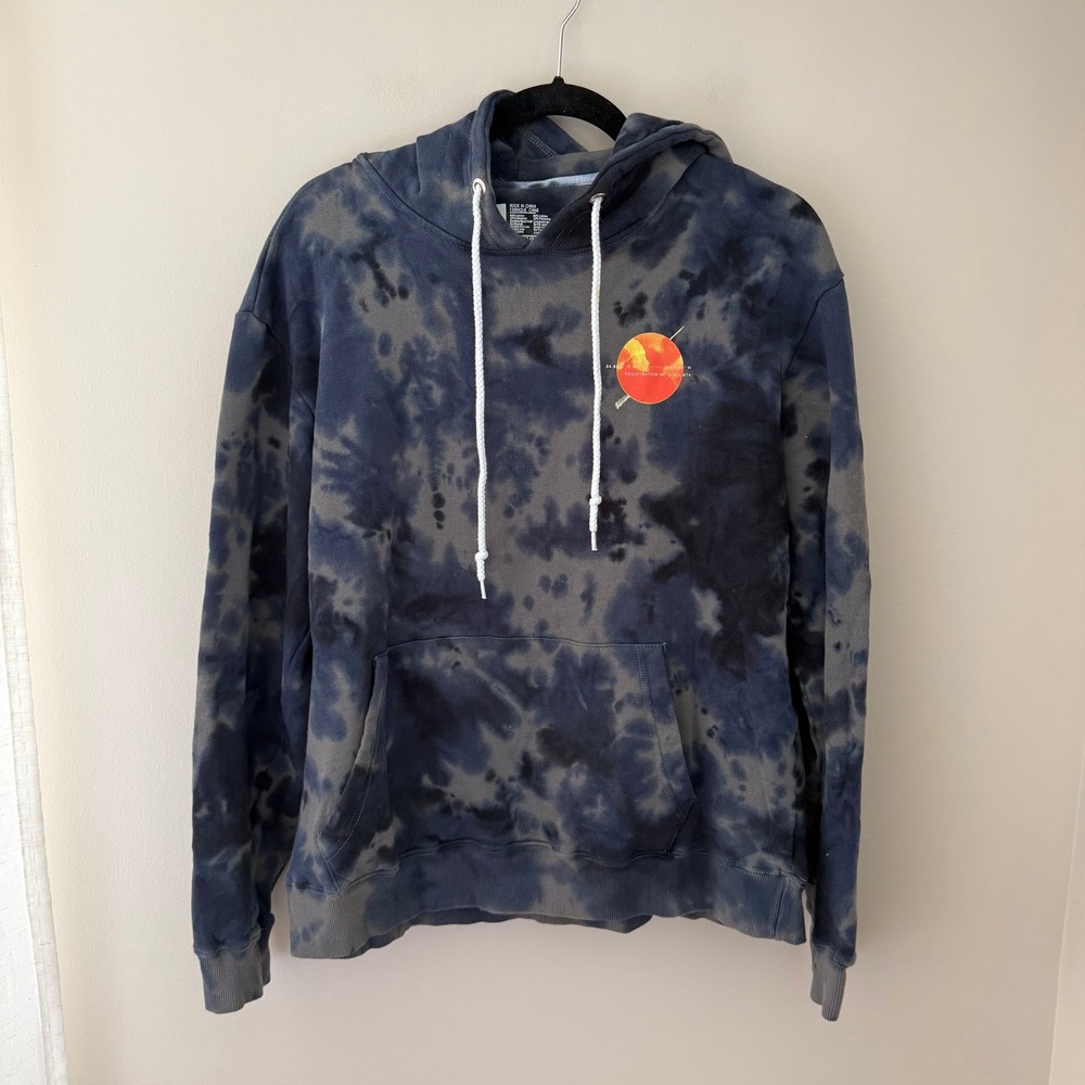LIRA Mens Blue Tie Dye Cactus Graphic Hoodie Sweatshirt Medium Desert Streetwear